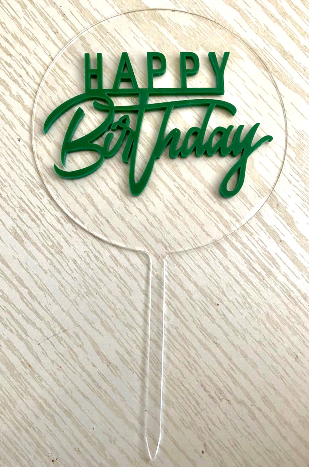 Happy Birthday Circle Clear Cake Topper (7 colors)