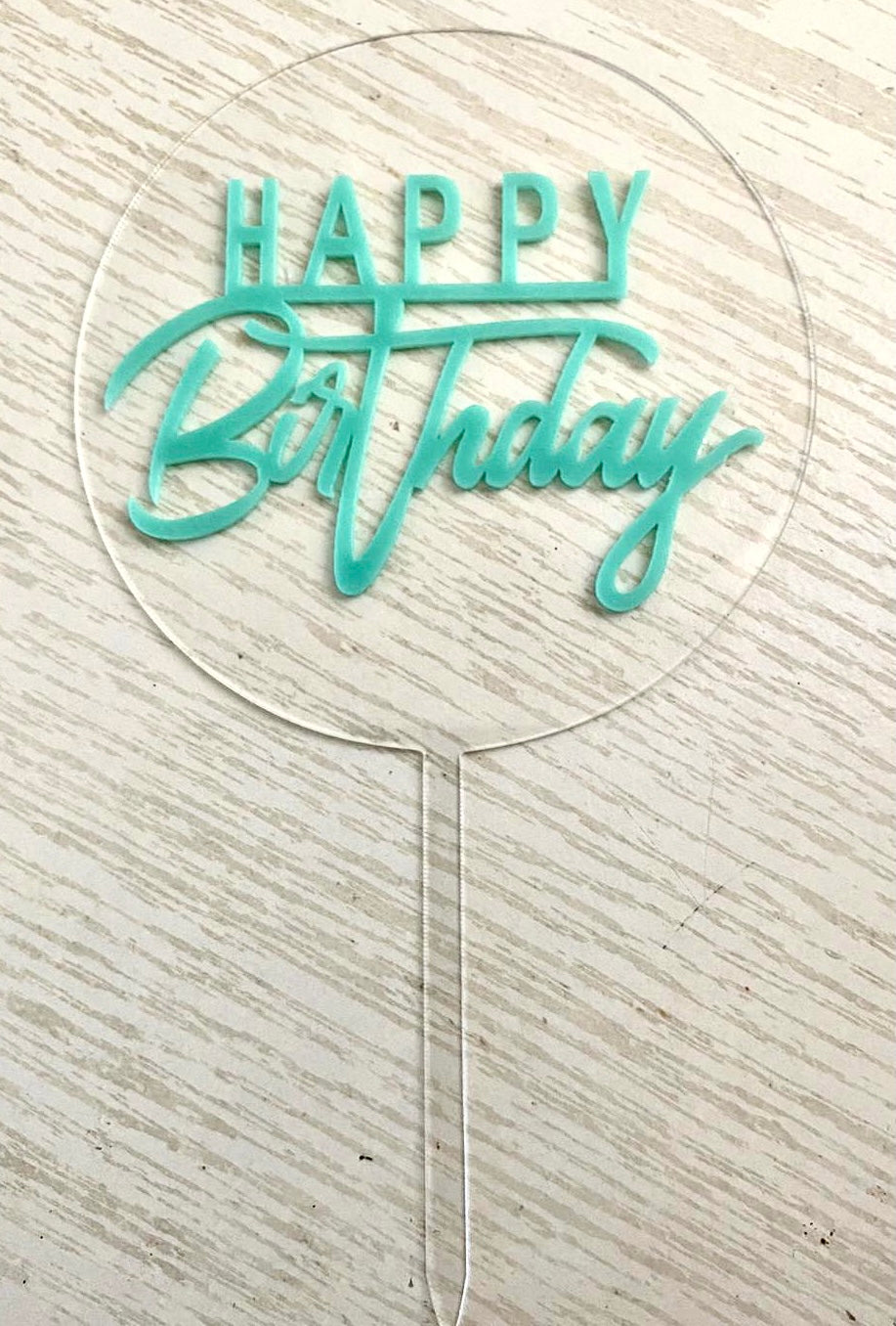 Happy Birthday Circle Clear Cake Topper (7 colors)