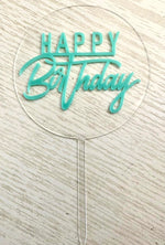 Happy Birthday Circle Clear Cake Topper (7 colors)