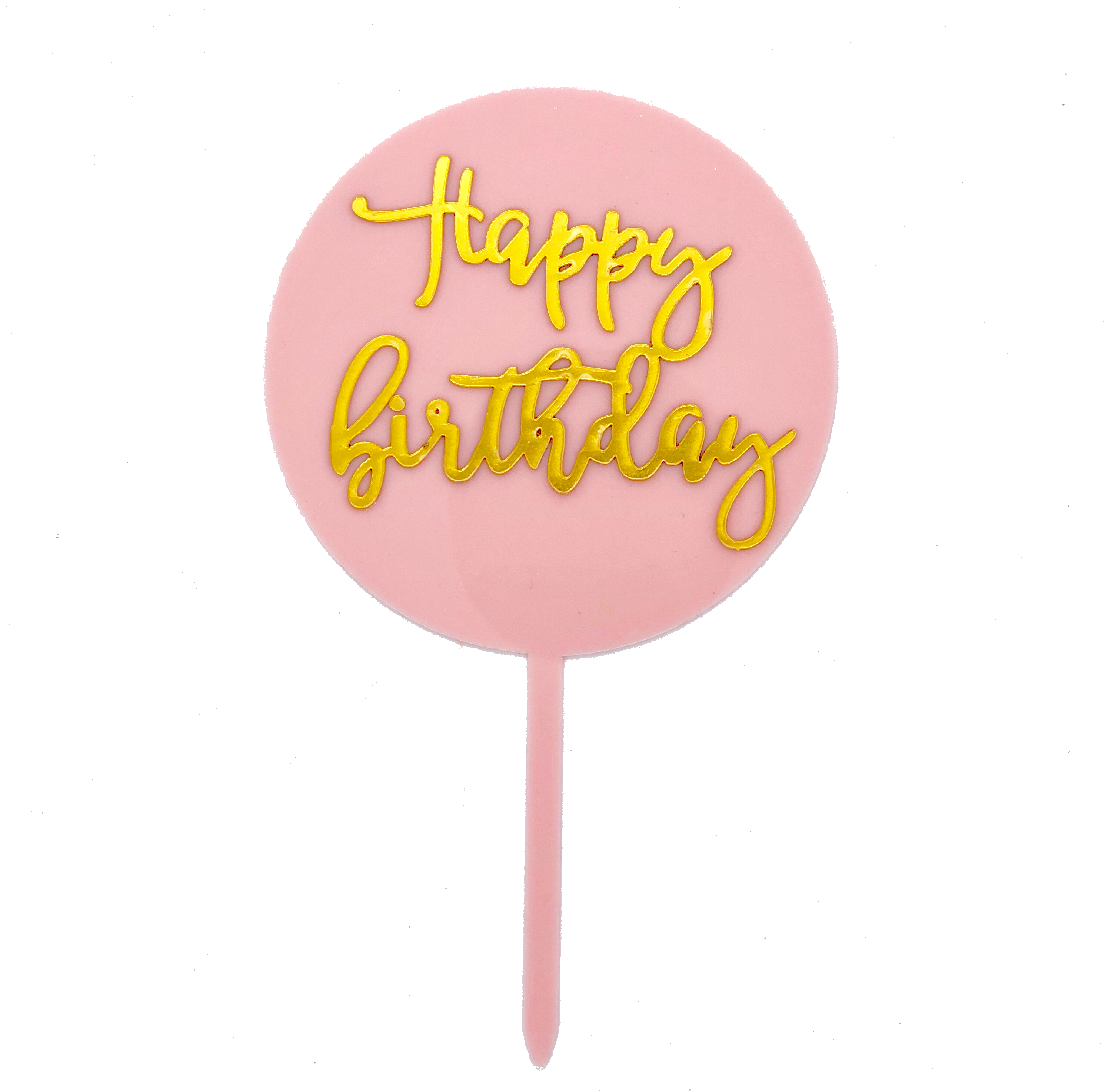 Happy Birthday Circle Cake Topper Pink/Blue
