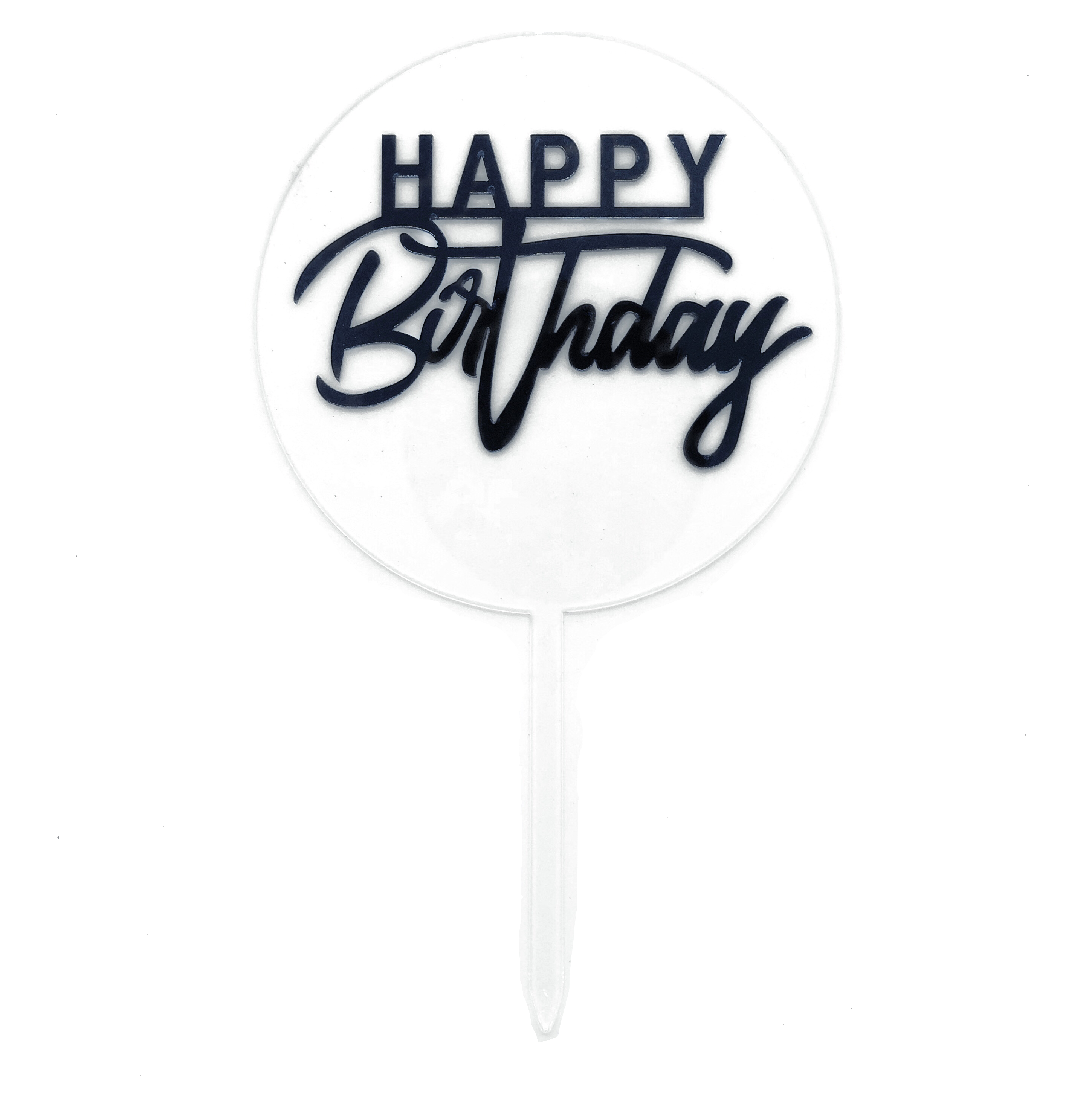 Happy Birthday Circle Clear Cake Topper (7 colors)
