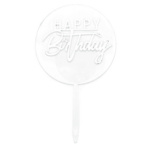Happy Birthday Circle Clear Cake Topper (7 colors)
