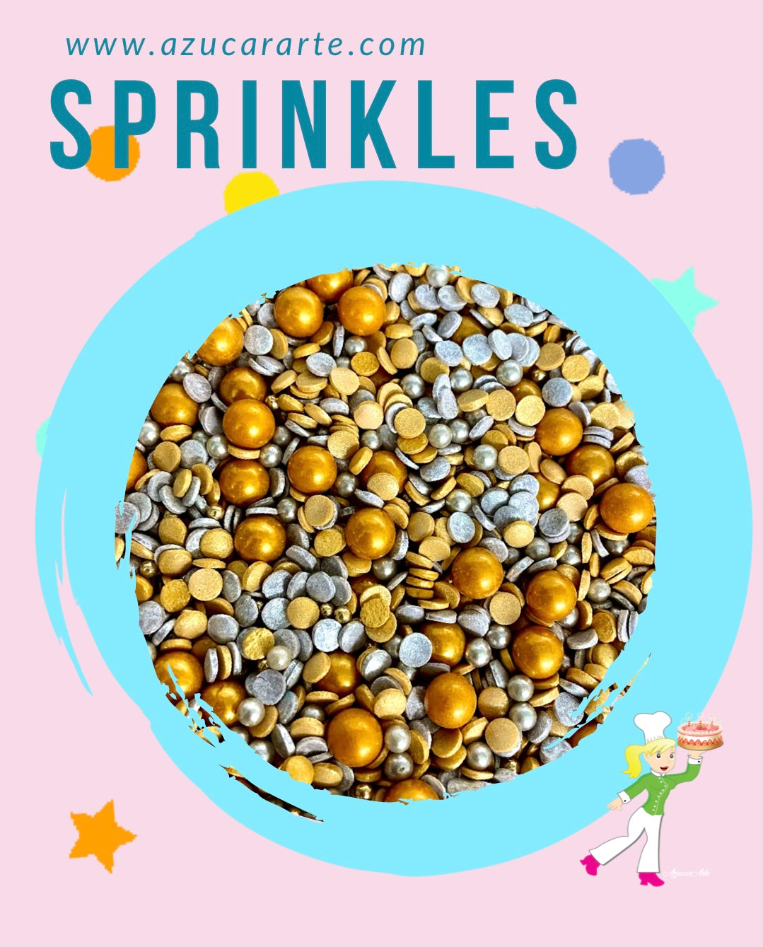 Sprinkles Mix Gold & Silver 3OZ