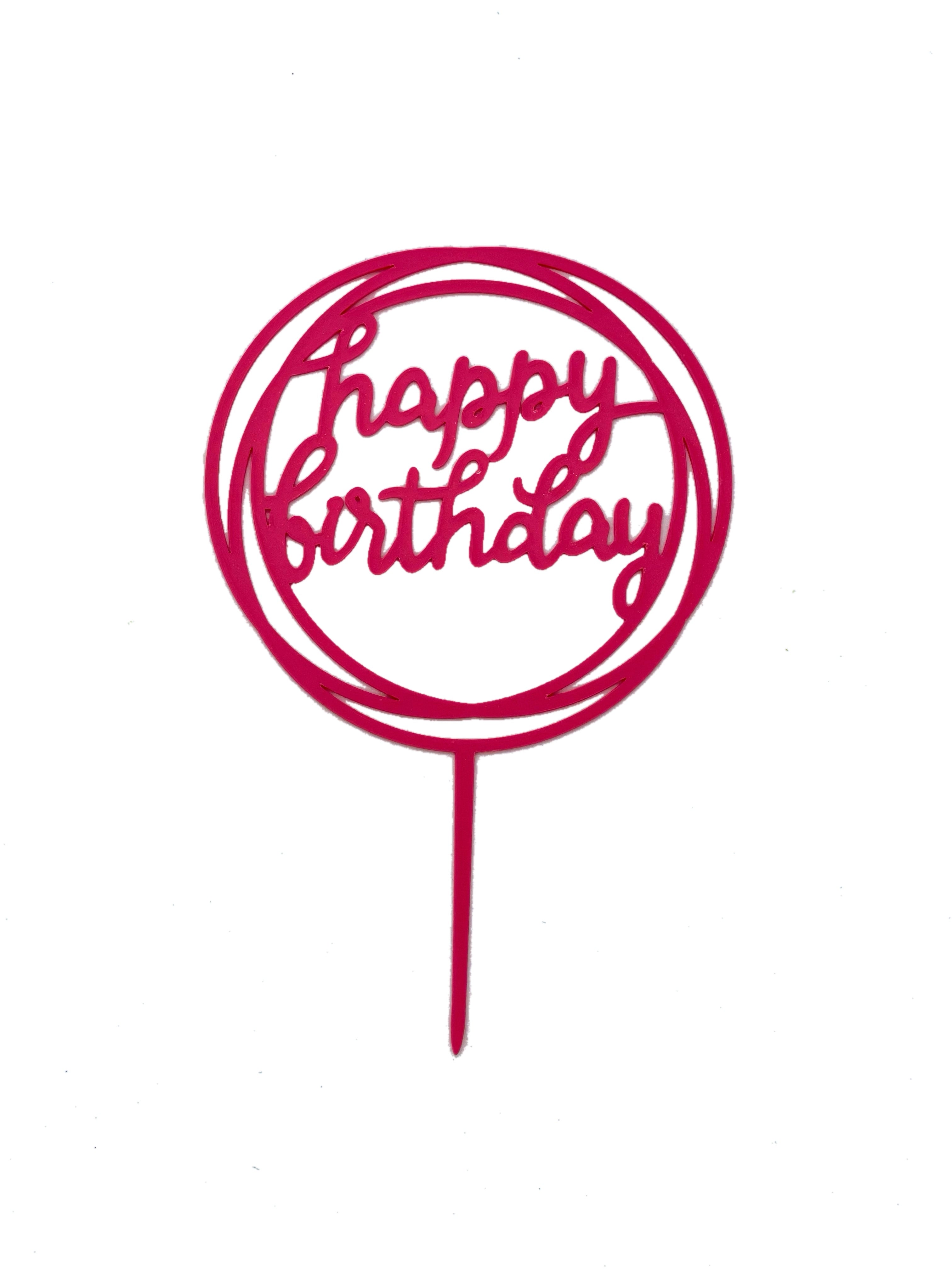 Happy Birthday Swirl Cake Topper (6 Colors)