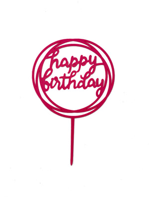 Happy Birthday Swirl Cake Topper (6 Colors)